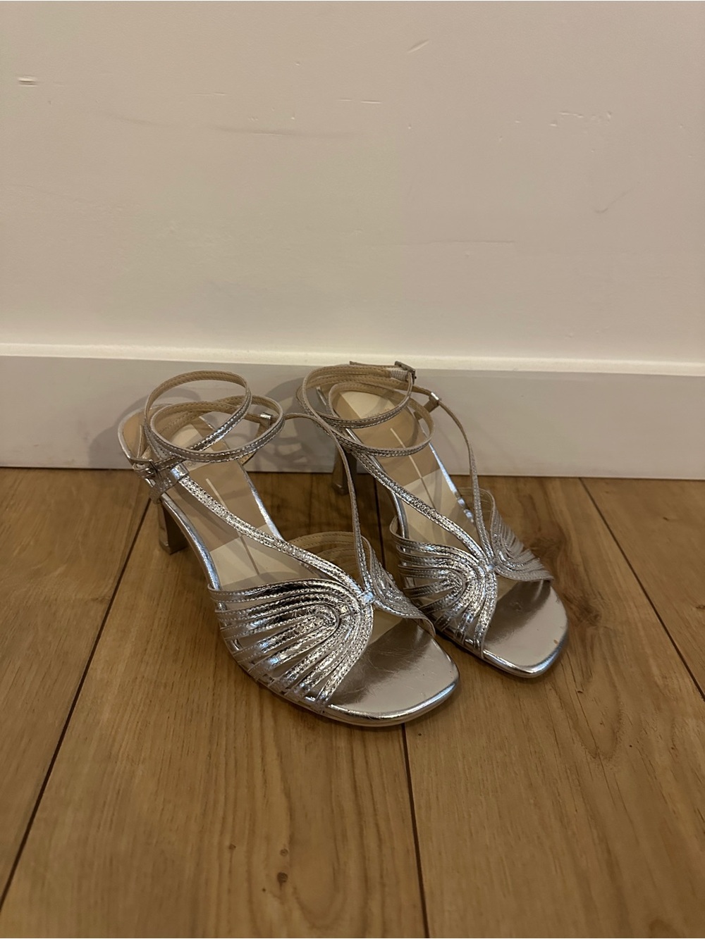 Dolce Vita Silver Metallic Strappy Heels
